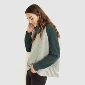 Madewell Colorblock Eastbrook Turtleneck Cotton/Merino Wool Crossback Sweater
